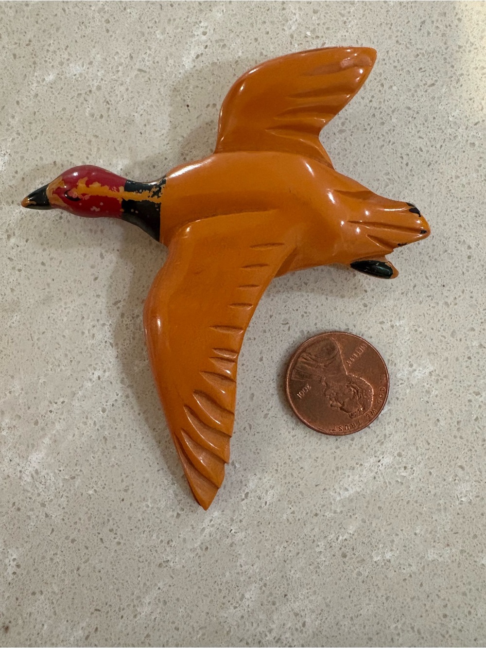 Vintage Bakelite Flying Duck brooch